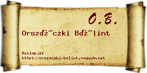 Orszáczki Bálint névjegykártya